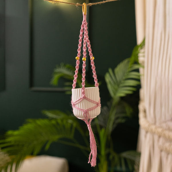 Colorful Macrame with white pot
