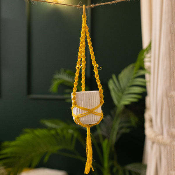Colorful Macrame with white pot