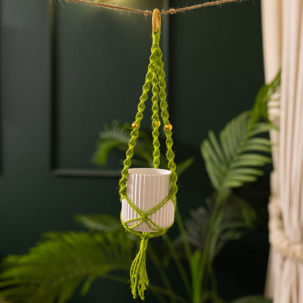 Colorful Macrame with white pot