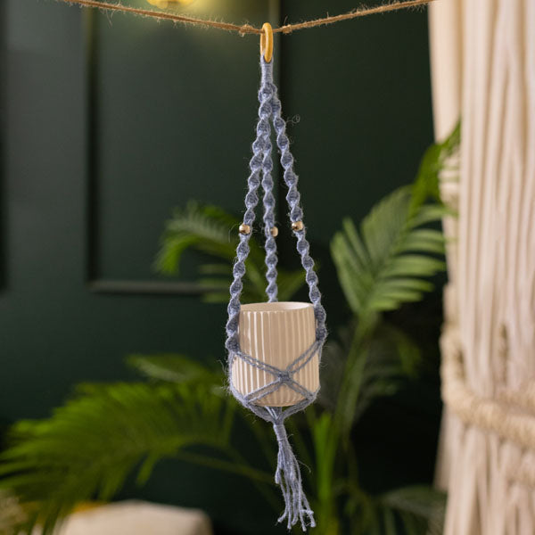Colorful Macrame with white pot