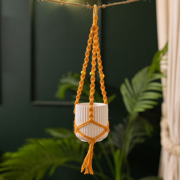 Colorful Macrame with white pot