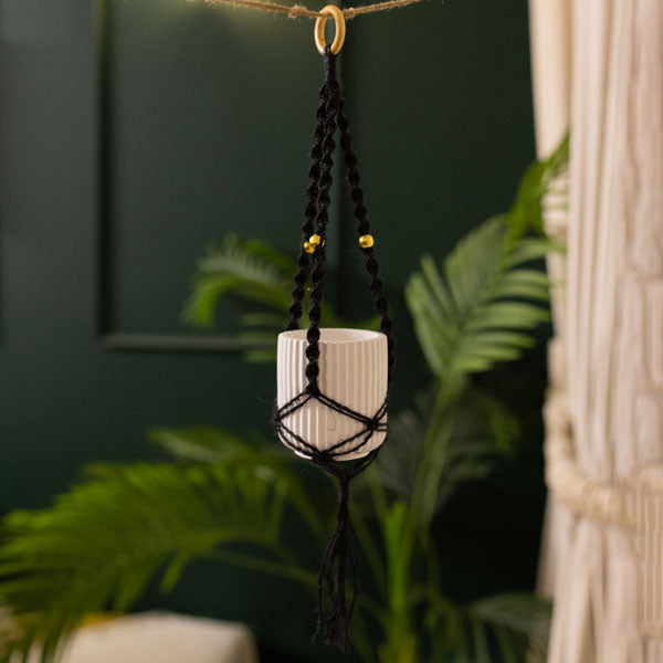 Colorful Macrame with white pot