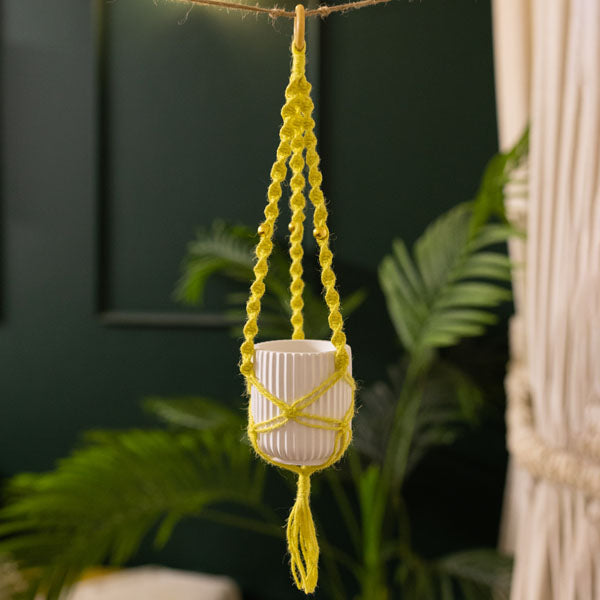 Colorful Macrame with white pot