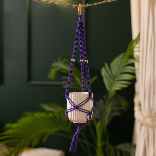 Colorful Macrame with white pot
