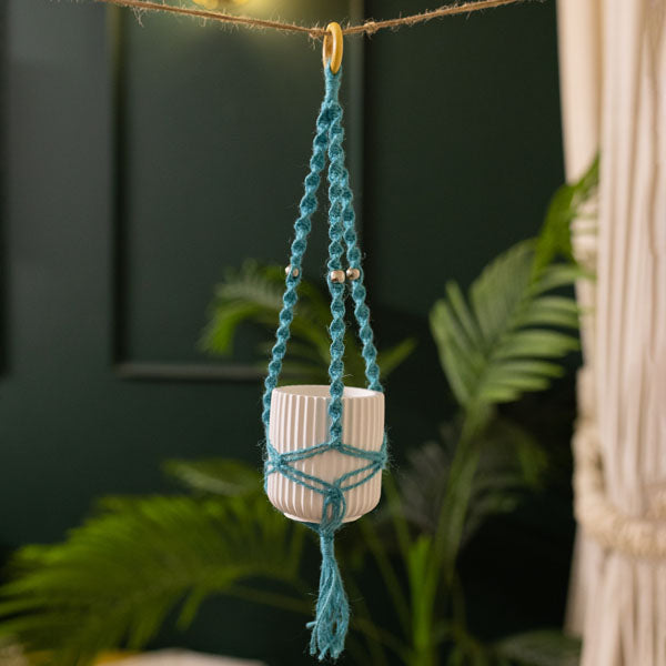 Colorful Macrame with white pot