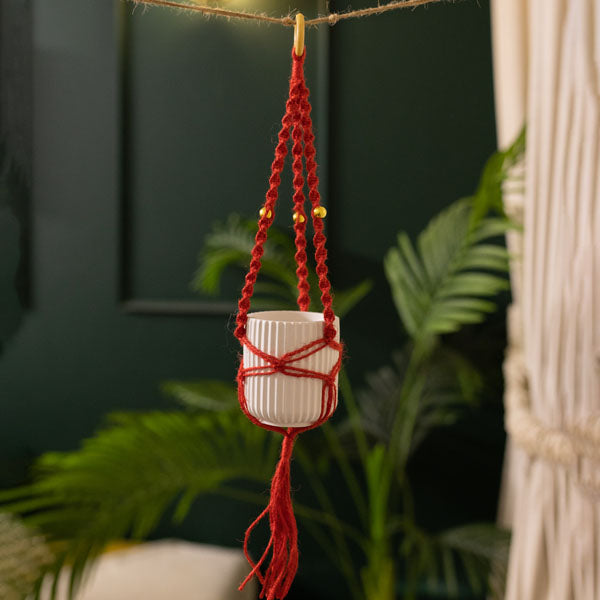 Colorful Macrame with white pot