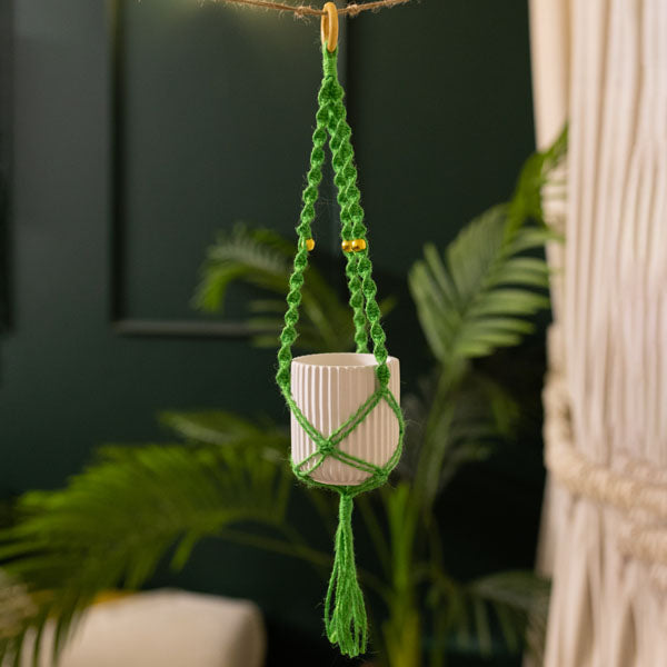 Colorful Macrame with white pot