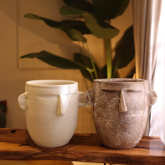 Sculptural Face Textured Pots