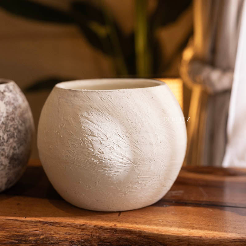 Round Textured Terracotta Vase