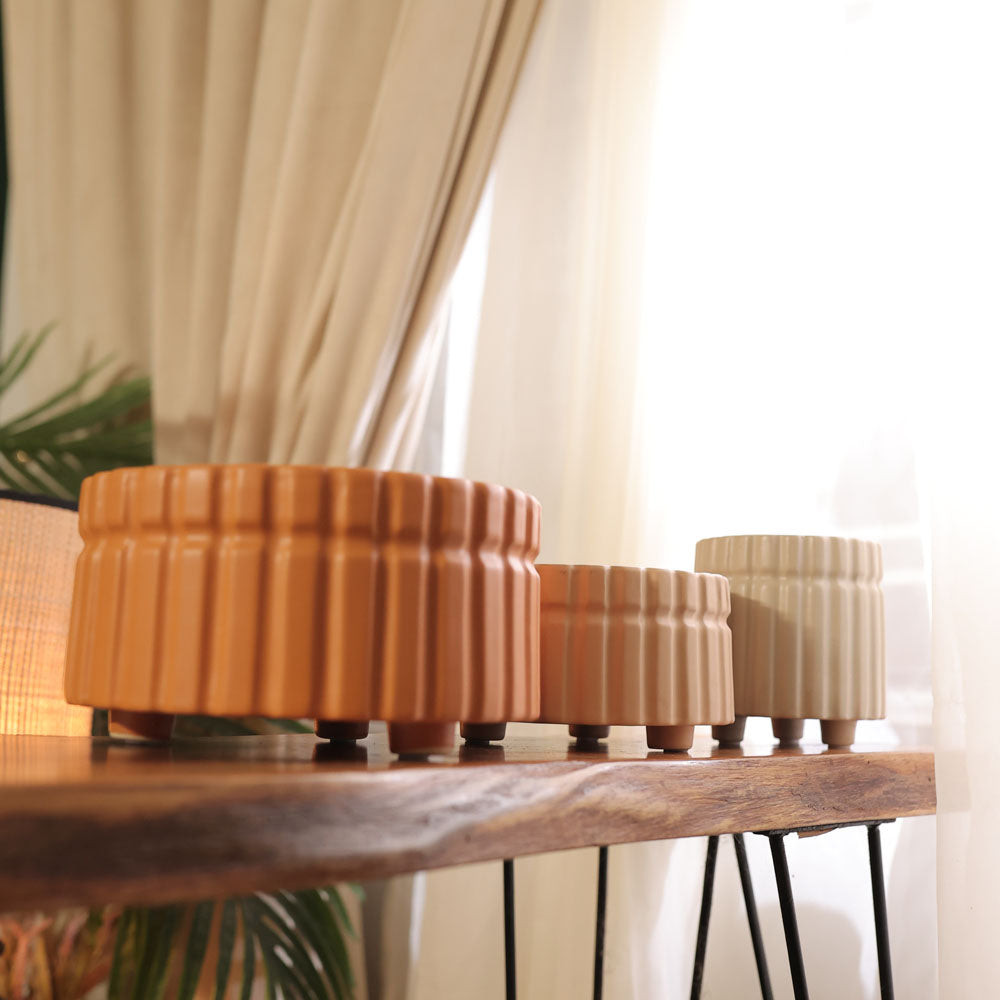 Quinn Ribbed Ceramic Pots