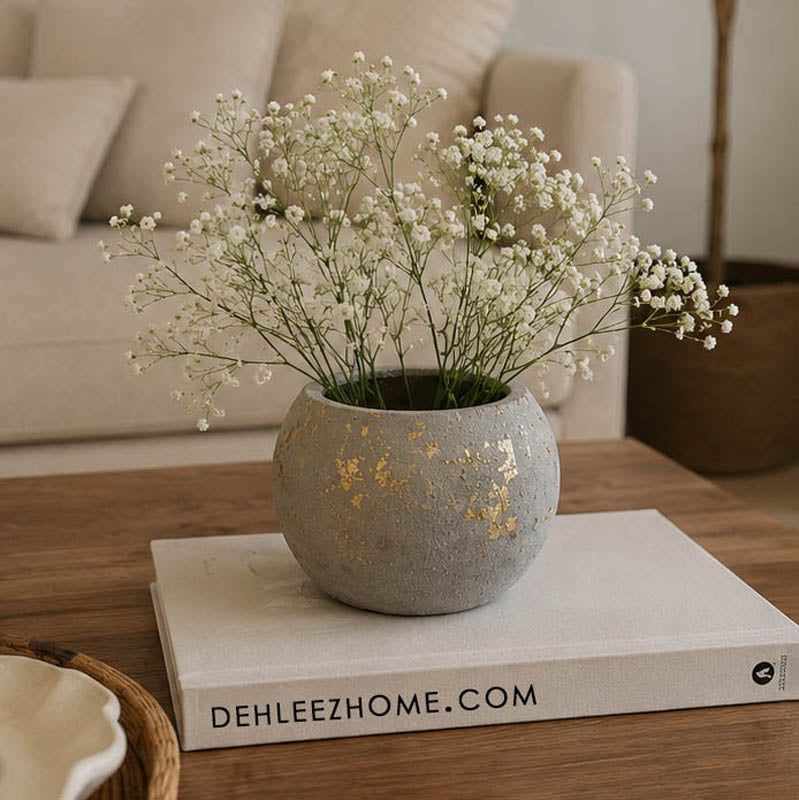Round Textured Terracotta Vase