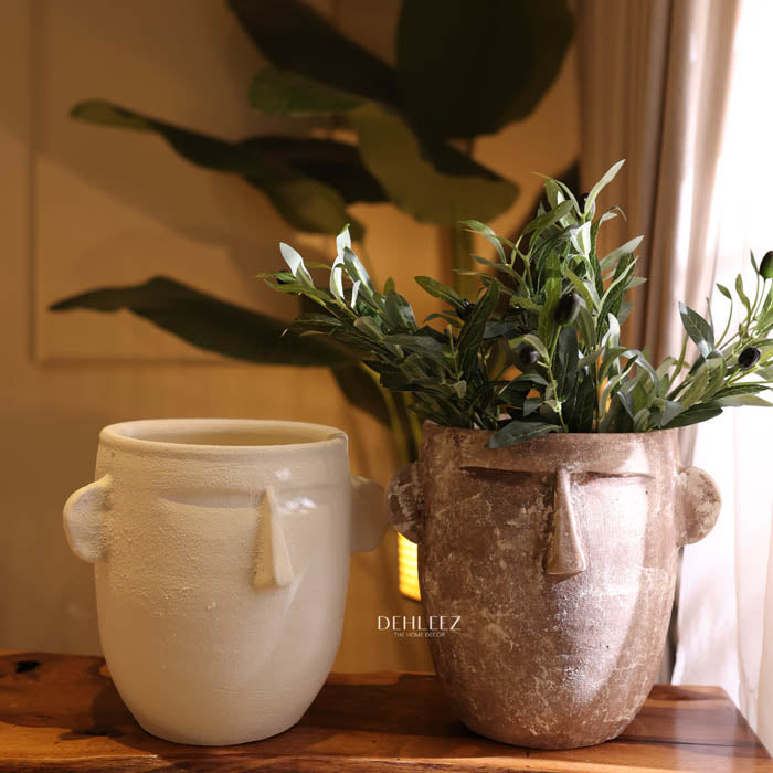 Sculptural Face Textured Pots