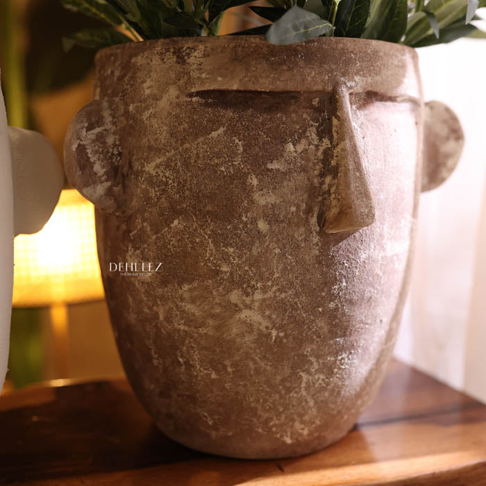 Sculptural Face Textured Pots