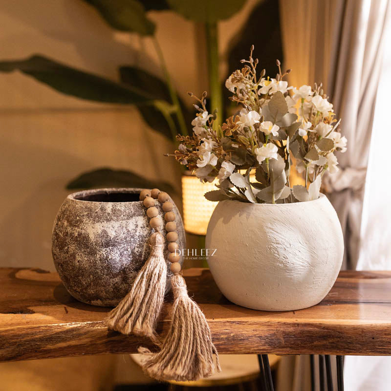 Round Textured Terracotta Vase