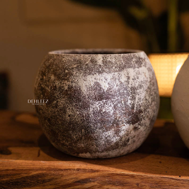 Round Textured Terracotta Vase