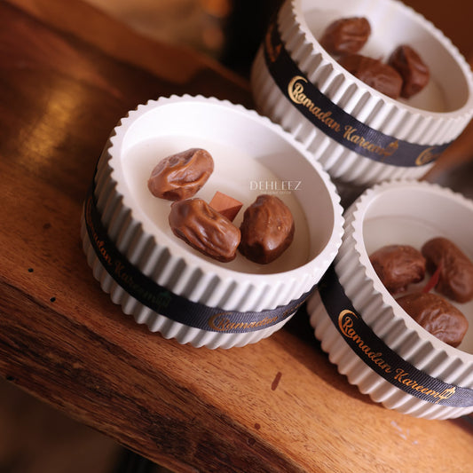 Ribbed Bowl Candle with Wax Dates on Top
