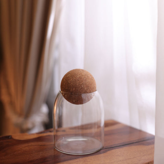 Glass Jar with Cork Ball Head Multipurpose