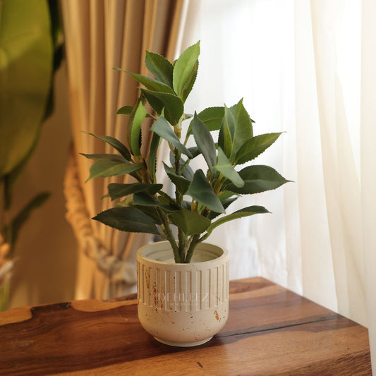 Pot with Lifelike Leaves Plant