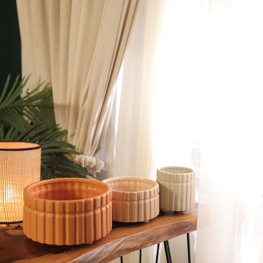 Quinn Ribbed Ceramic Pots