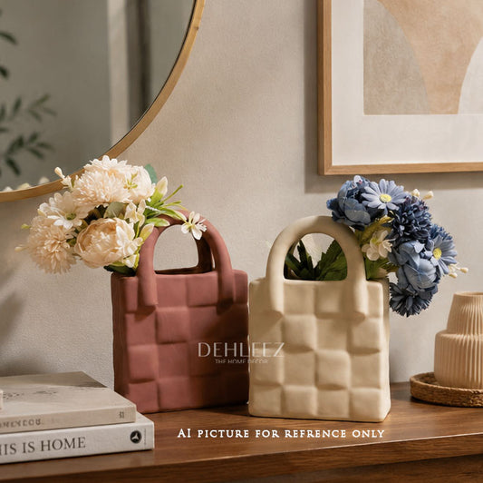 Ceramic Handbag Style Flower Vase